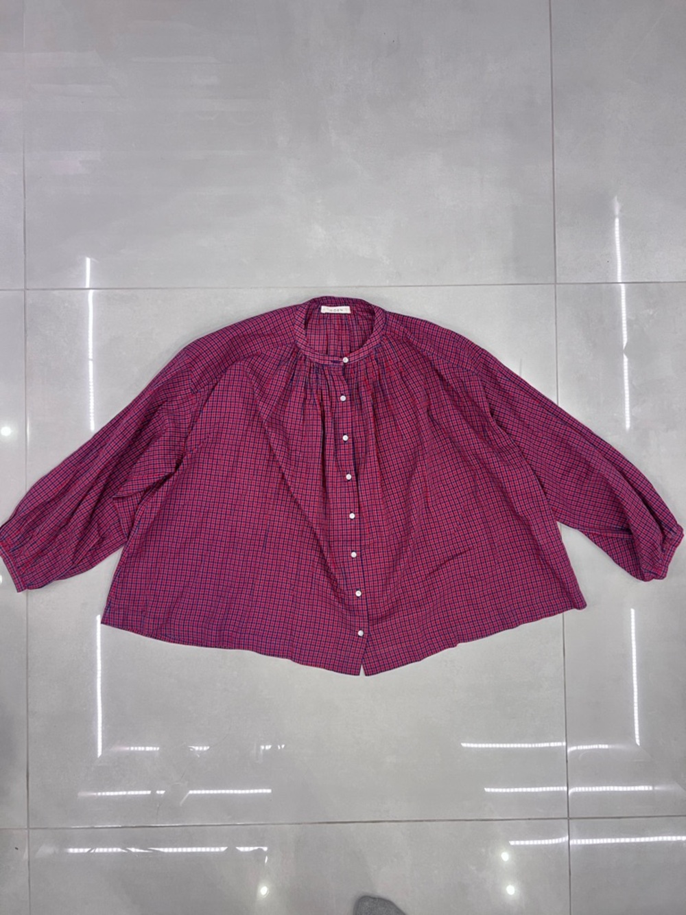 Doen Women's Red Jane Checked Cotton-voile Blouse - Picture 4 of 8